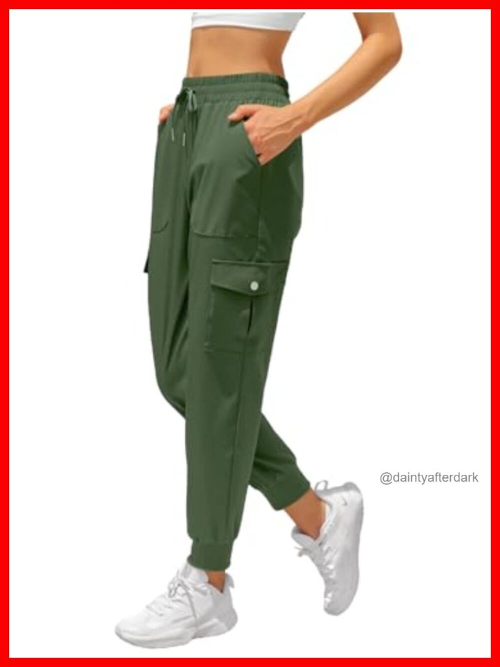 High Rise Cargo Pants Drawstring Joggers Hiking Athletic
